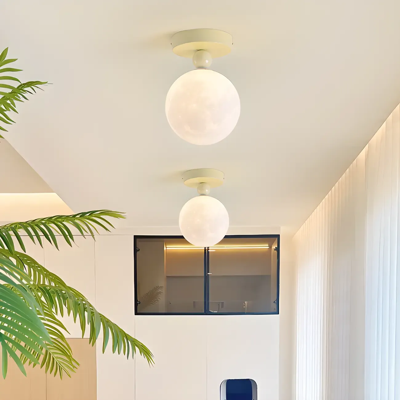 Stylish Pumpkin Semi Flush Ceiling Light with Resin Shade