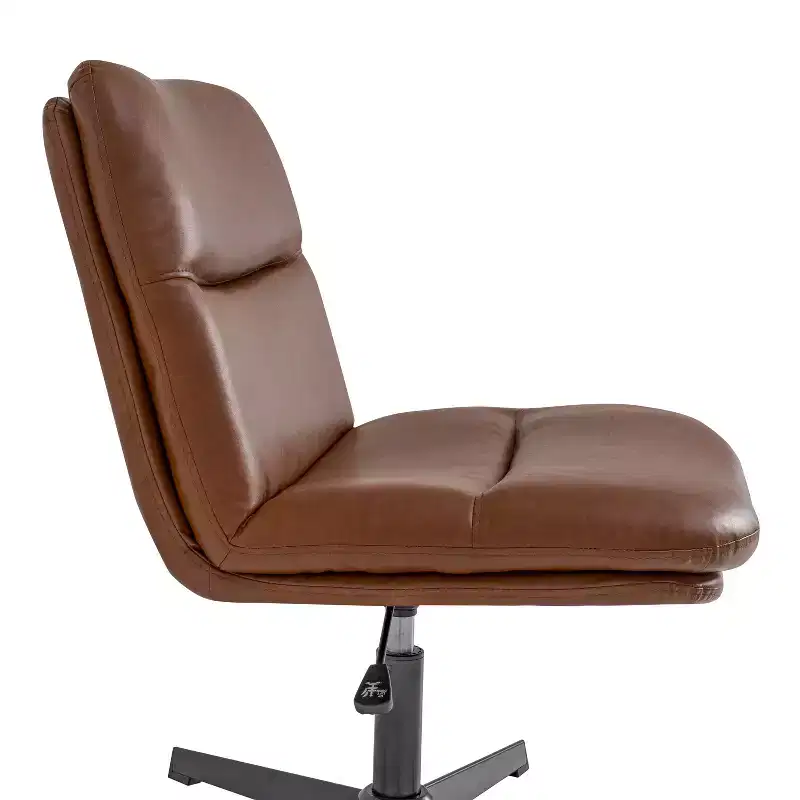 Merrick Lane Mid-Back Height-Adjustable Stationary Armless Swivel Office Chair - Padded Upholstered Wide Back and Seat, Strong Frame