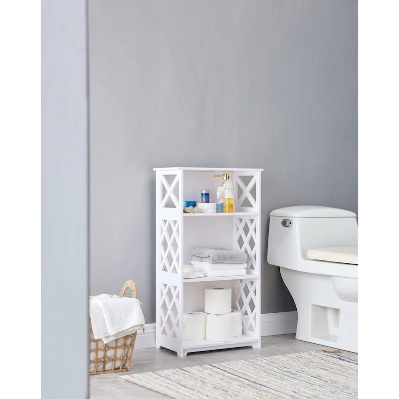 3 Tier Open Storage Shelves, for Bedroom, White