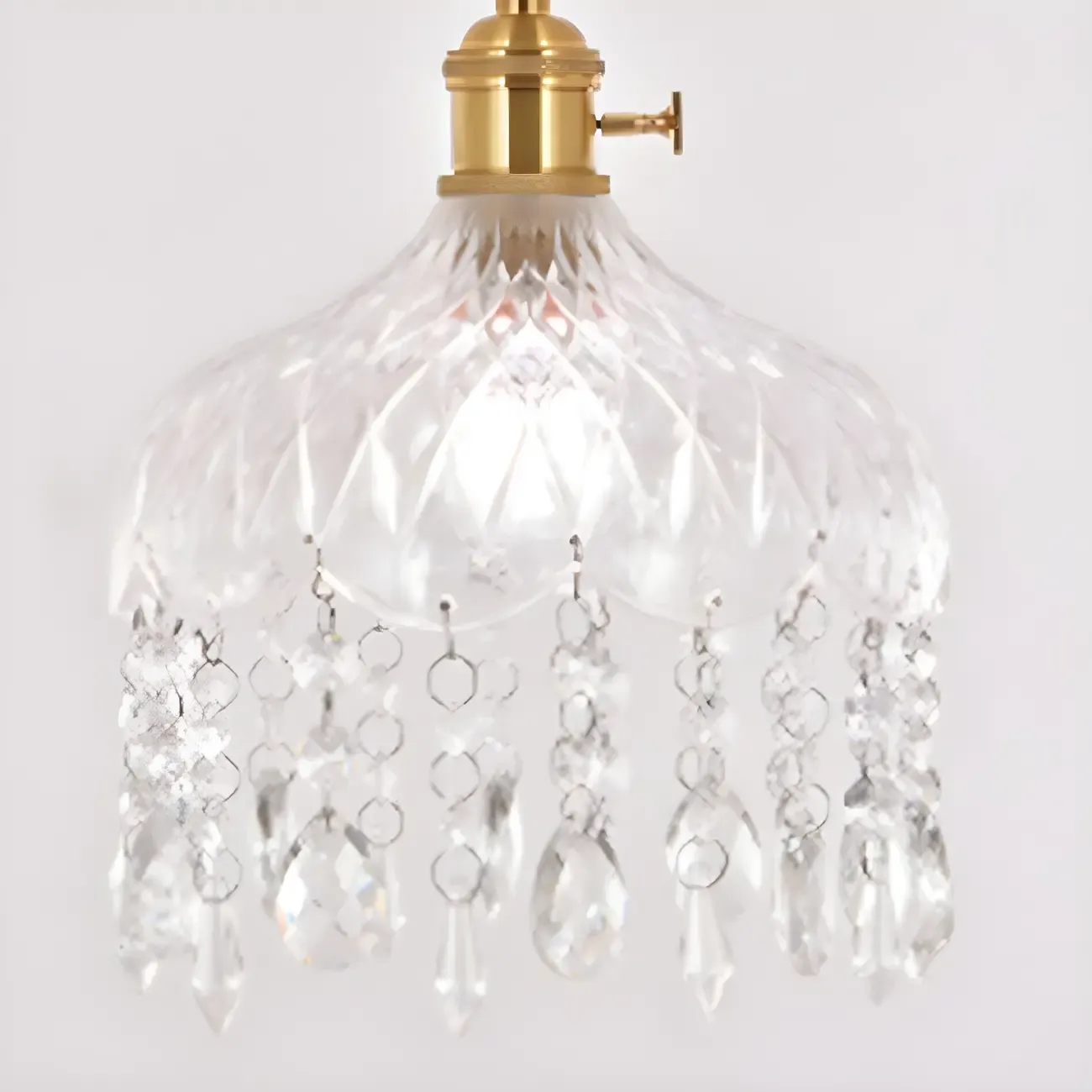 Elegant Glass-Crystal Gold Island Pendant Lights