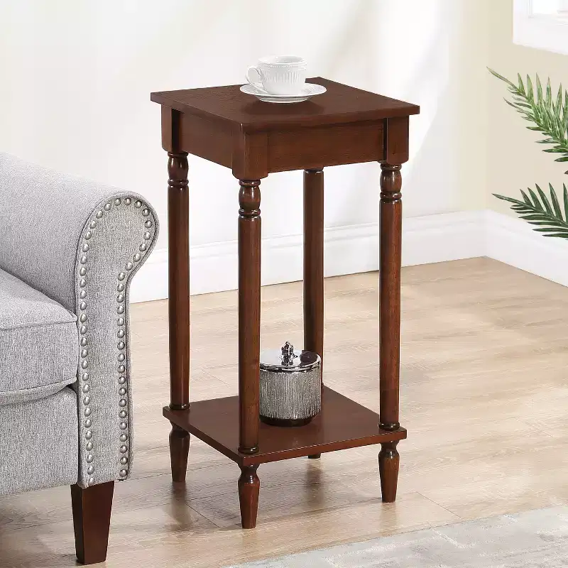 HomeStock 28 in.H Brown Color Rectangle Wood Table Top End Table 1 -piece