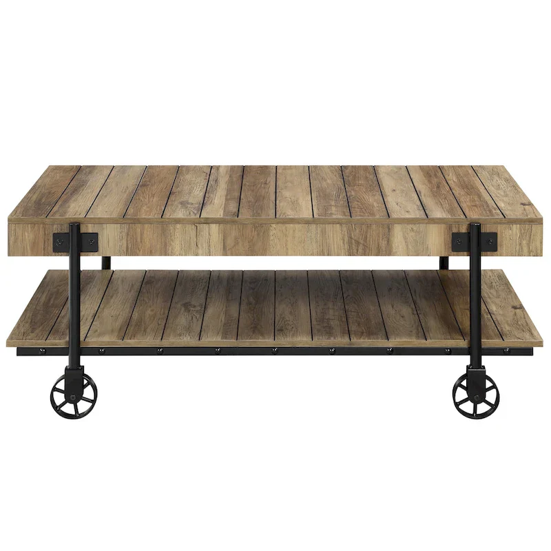 Farmhouse Steel 2-Piece Coffee Table Set with Shelf