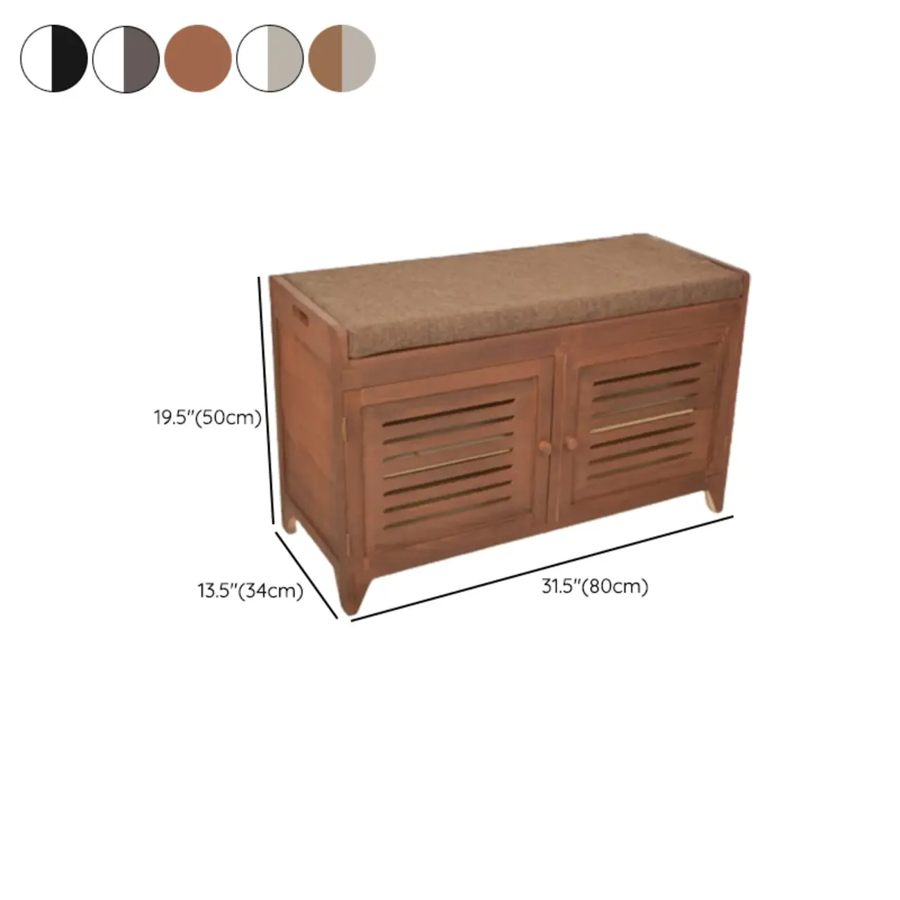 Entryway Wooden Cushioned Shoe Bench with Cabinet
