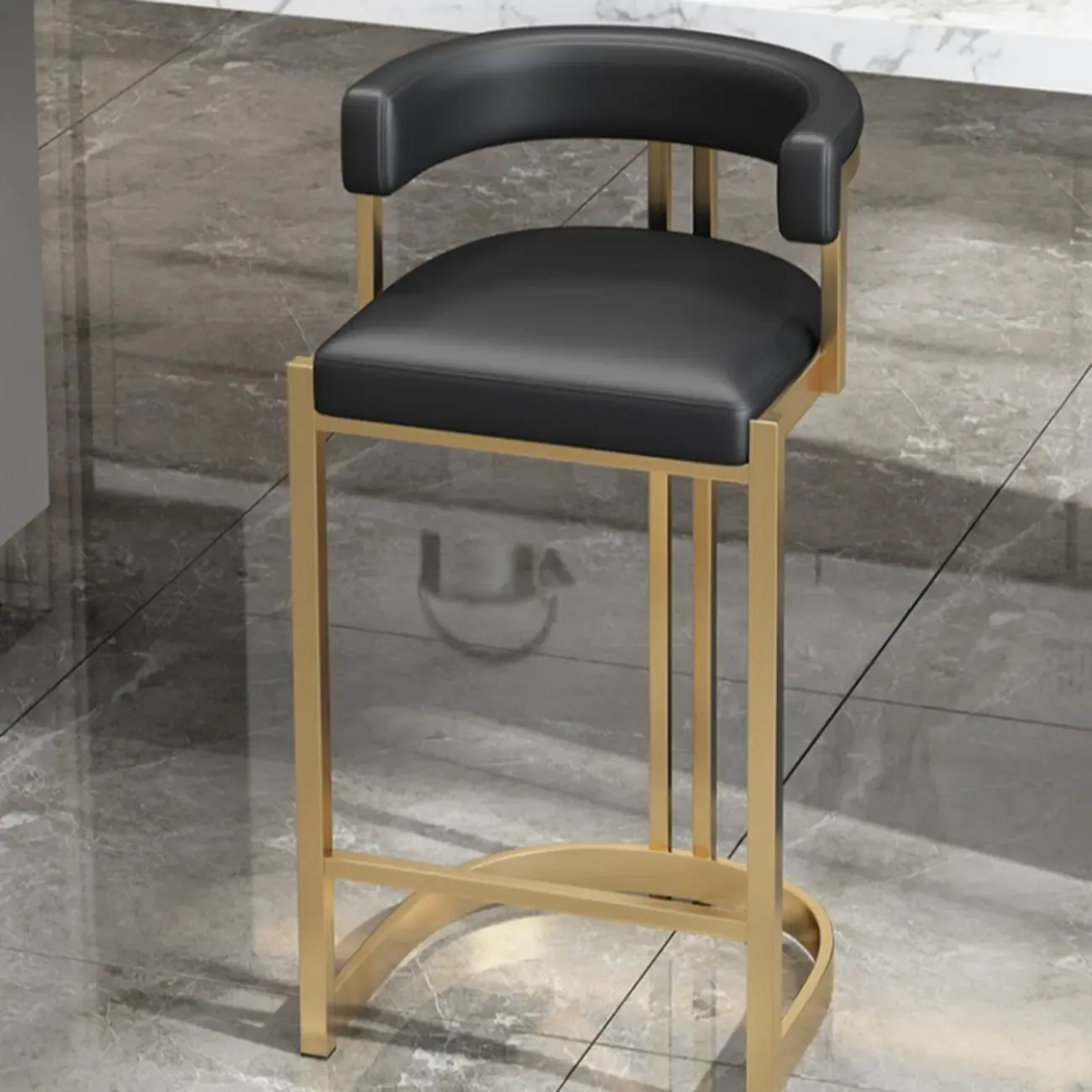 Lavish Metal Cushioned Gold Sled Bar Stool
