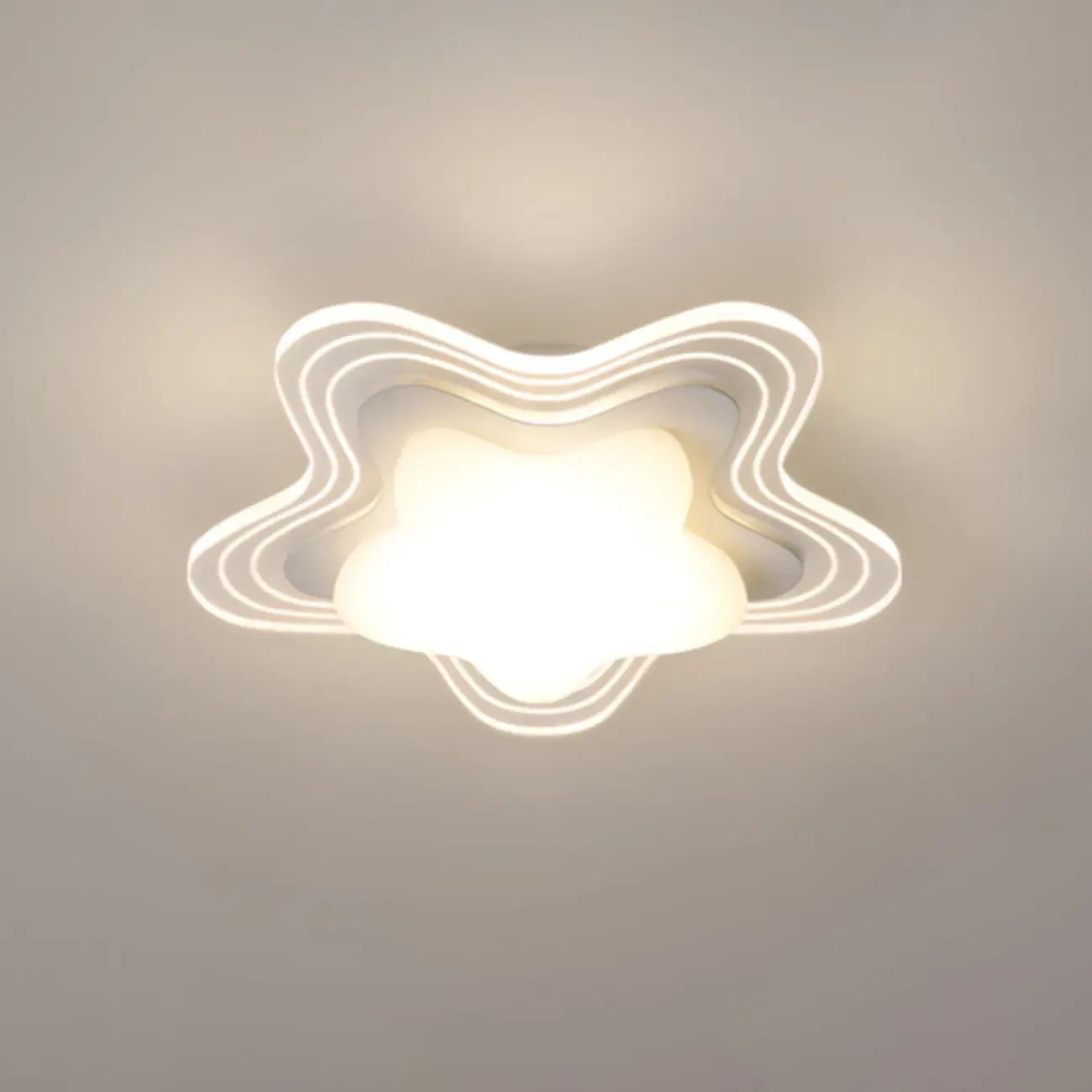 Mini White Artistic Flower Shade Flush Ceiling Light Dimmable