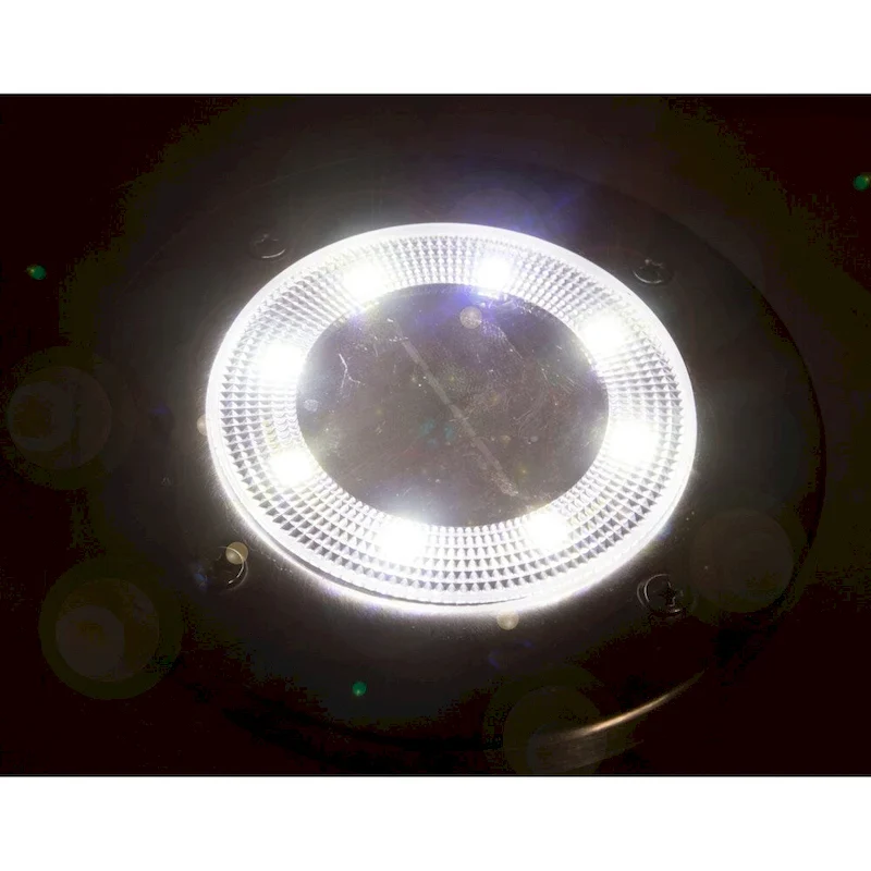 Solar Powered Disk Path Ground Lights 8 Ultra Bright LED's With Light Diffusing Lens - Outdoor/Indoor IP65 Waterproof - 4 Pack