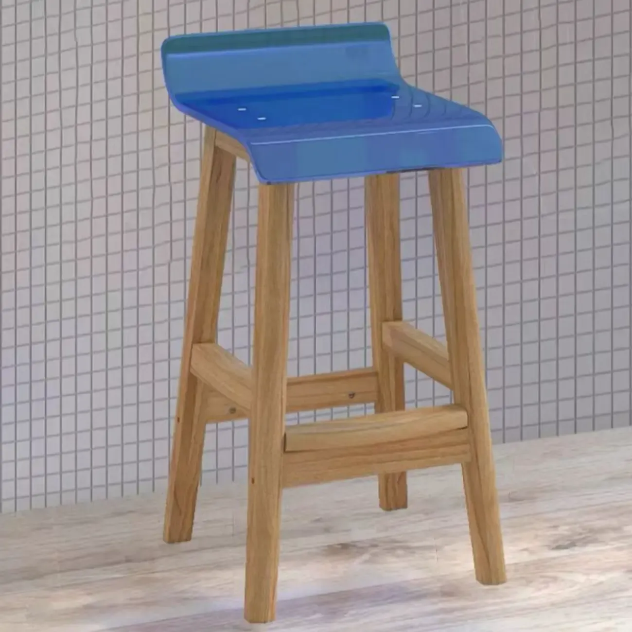 Acrylic Saddle Counter Height Wooden Bar Stools