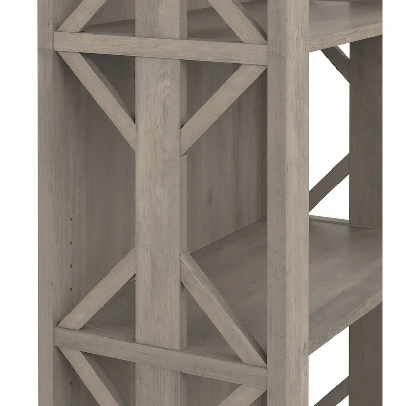 4-Shelf Bookcase in Linen White Oak / Driftwood Gray – 2 Adjustable Shelves