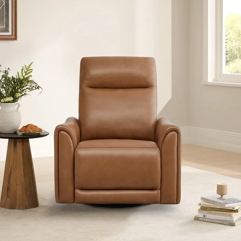 Farley Power Swivel Genuine Leather Recliner Chair Nursery Glider