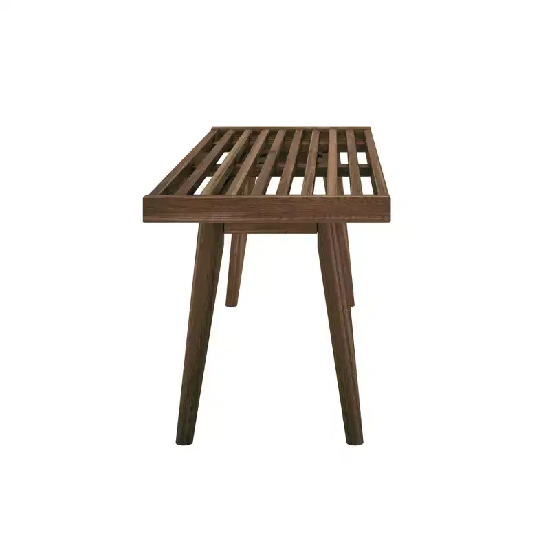 Mid-Century Solid Wood Bench – Black/Clay/Natural/Pecan/Teal/Walnut/White/Yellow – Seats 1