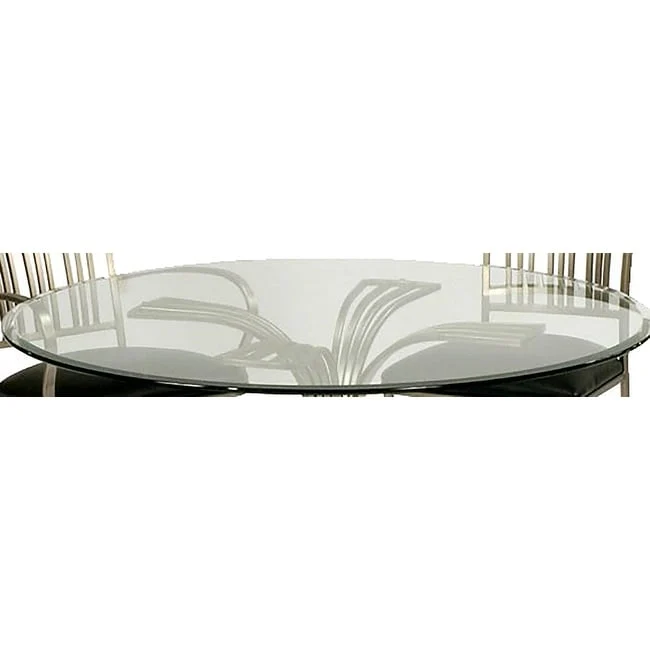 Somette Ashton Brushed Nickel/ Glass Dining Table - Top: 47 x 48 x 48 - Base: 29.33 x 32.99 x 32.99