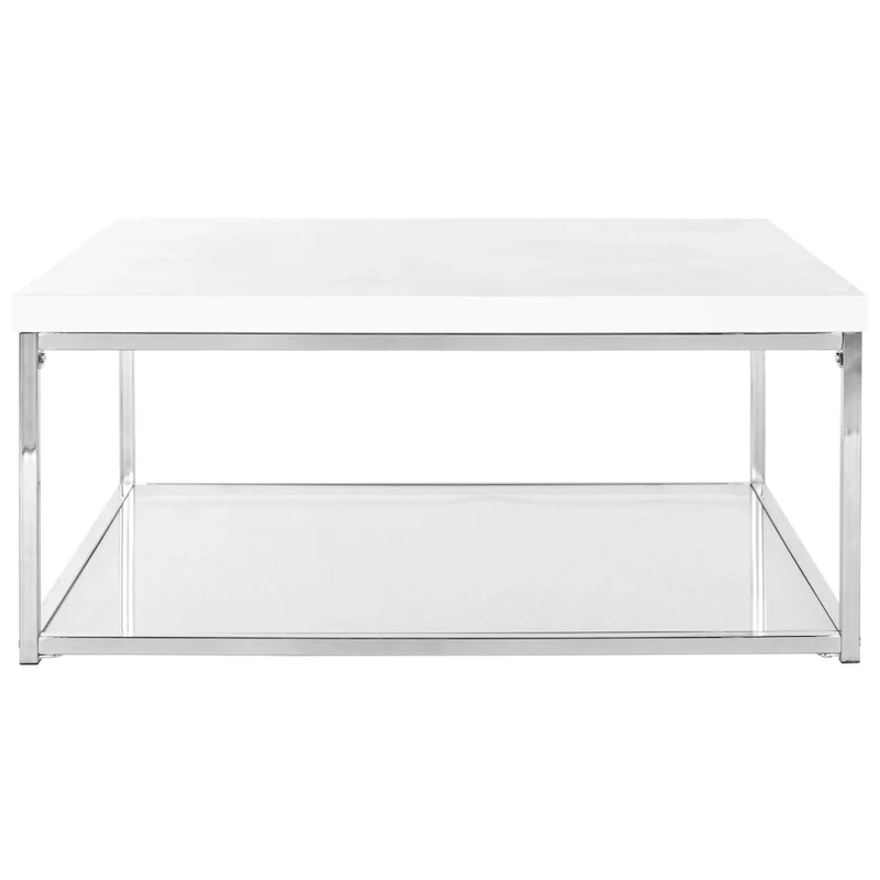 Bettylou White/Chrome High Gloss Coffee Table - 35.4 W x 35.4 D x 15.7 H - 35Wx35Dx16H