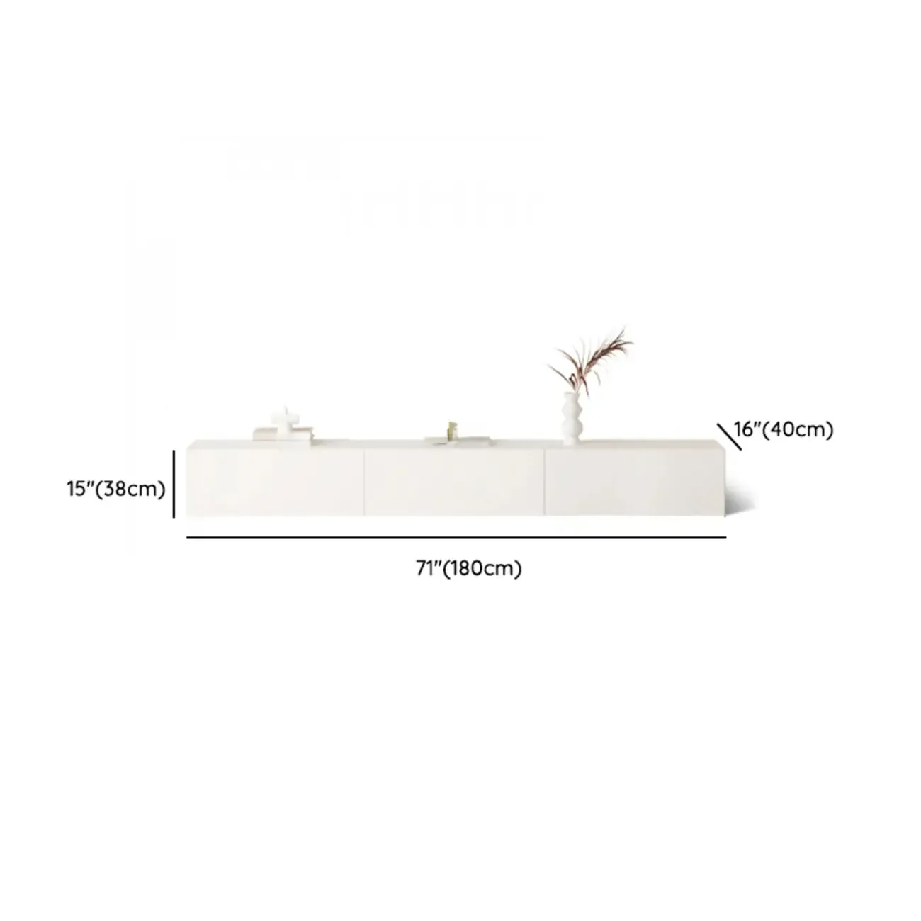 Modern White Wood TV Stand with Cable Management