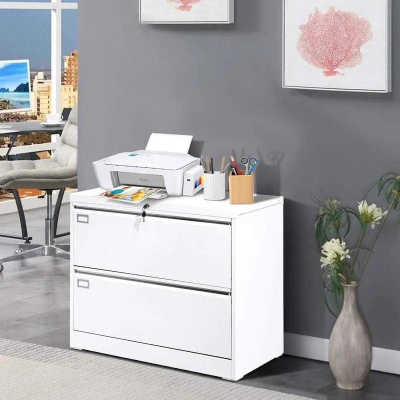 36 W 2 Drawer Metal Lateral File Cabinet with Lock
