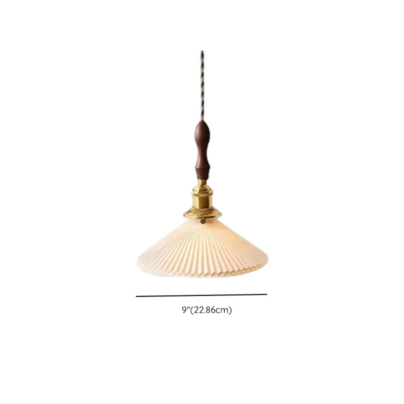 White Ceramics Pleated Cone Hanging Pendant Light
