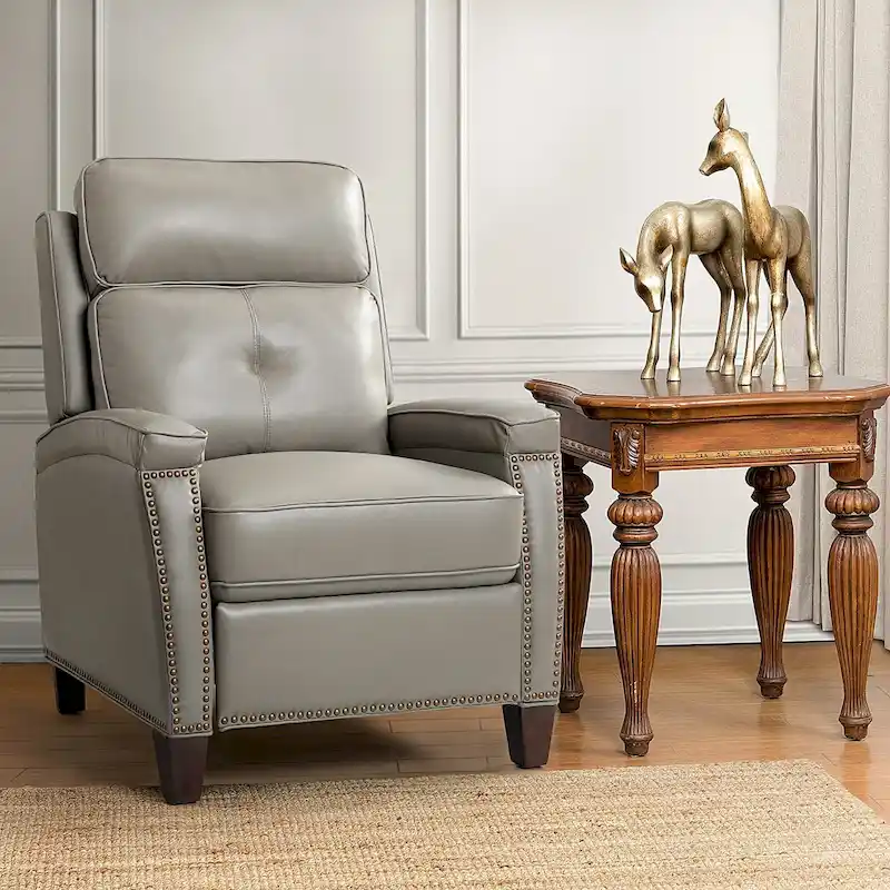 Gaspar Mid-Century  Pushback Recliner with Nailhead Trim by