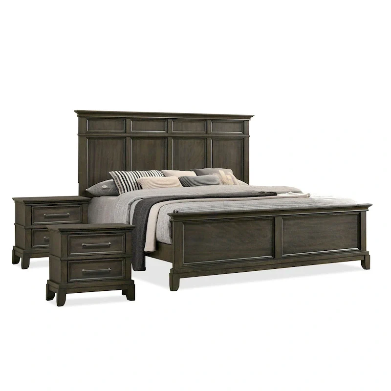 Furniture of America Evva Traditional Grey 3-Piece Panel Bedroom Set
