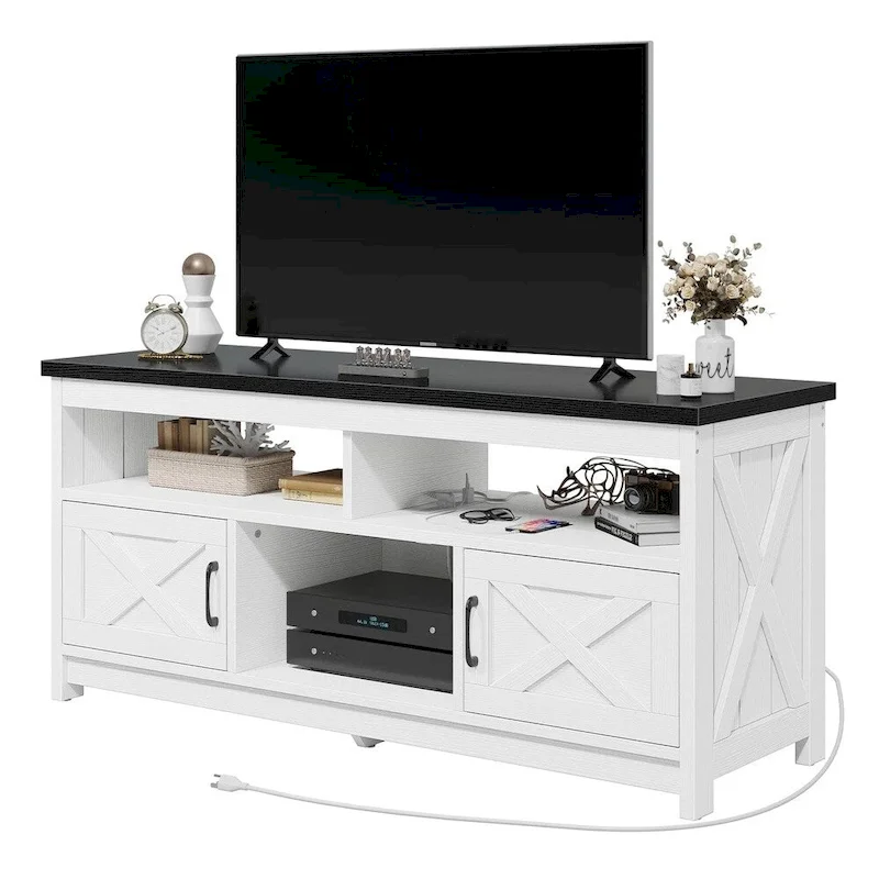 59 Farmhouse Coffee Bar Cabinet Sideboard Buffet with Power Outlets - 58 inches