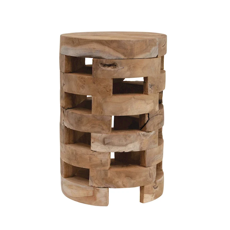 Wood Stool with Textured Surface