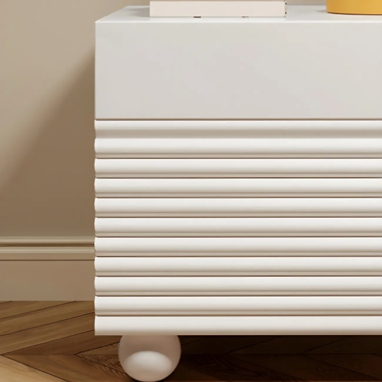 Princess Rectabgular White Wood Nightstand with 2 Drawers