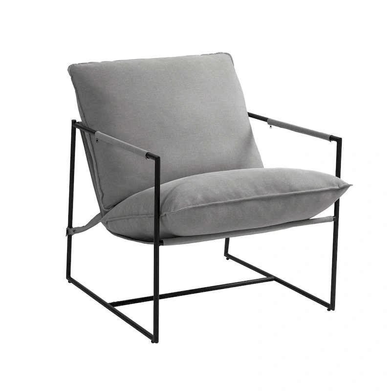 Metal Framed Accent Chair Sling Armchair with Bag Cushion