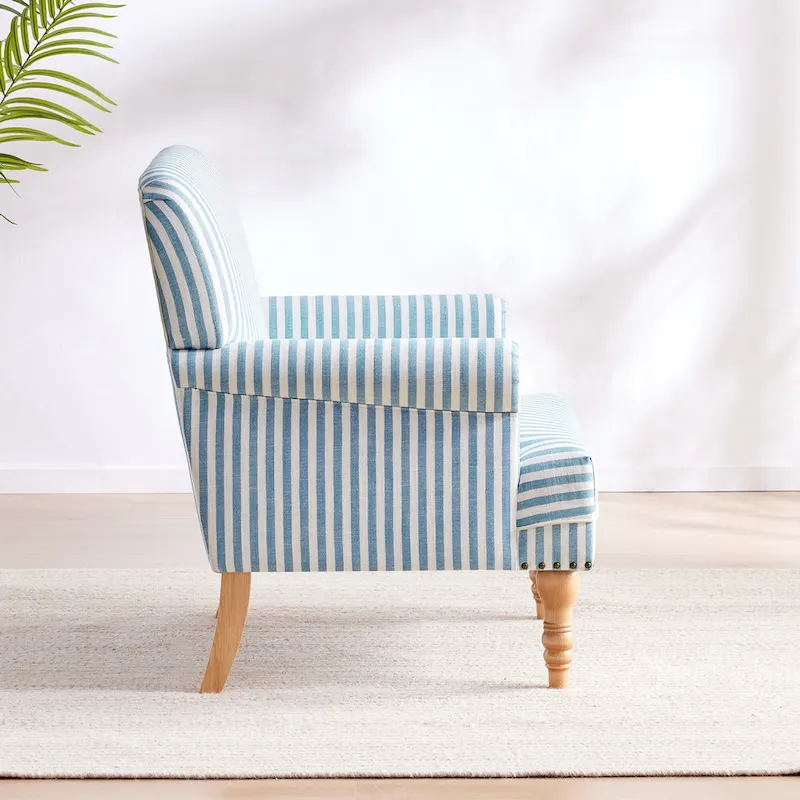 Rolled Armchair Accent Chair Set of 2 Blue/ Grey/ Brown