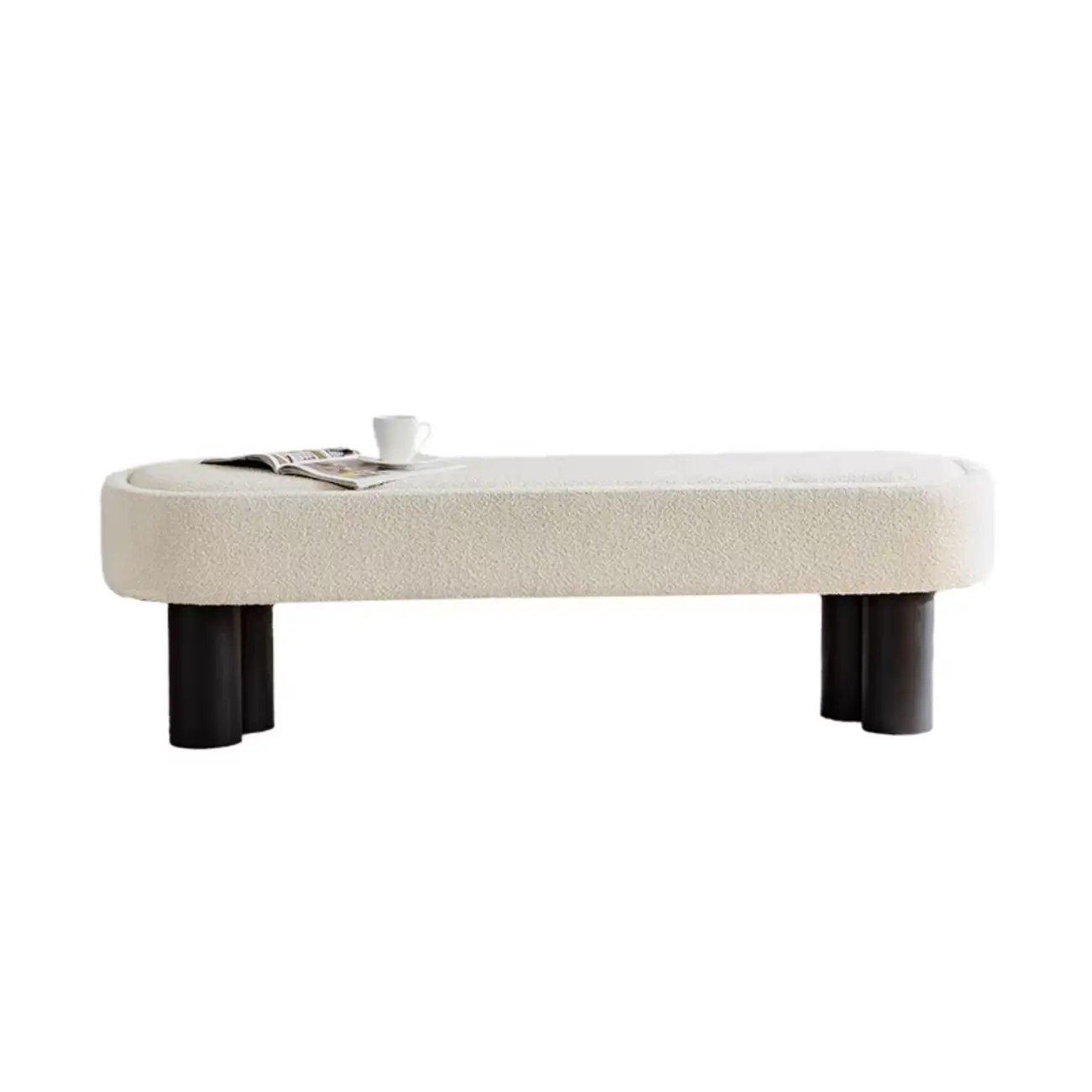 Simple White Upholstered Oval Bedroom Bench