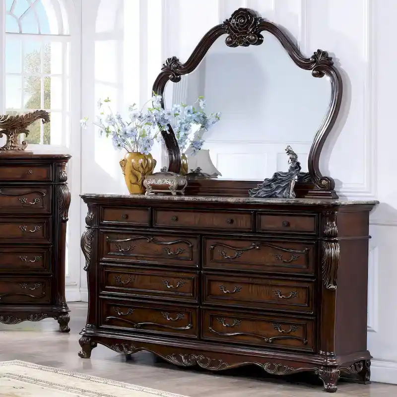 Furniture of America Eugene Traditional Solid Wood 6-Piece Panel Bedroom Set