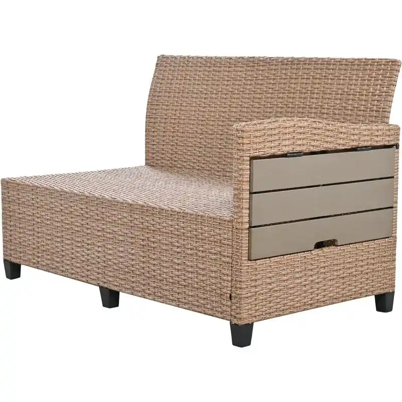 5-Piece L-Shaped Patio Rattan Sofa Set with 2 Extendable Side Tables