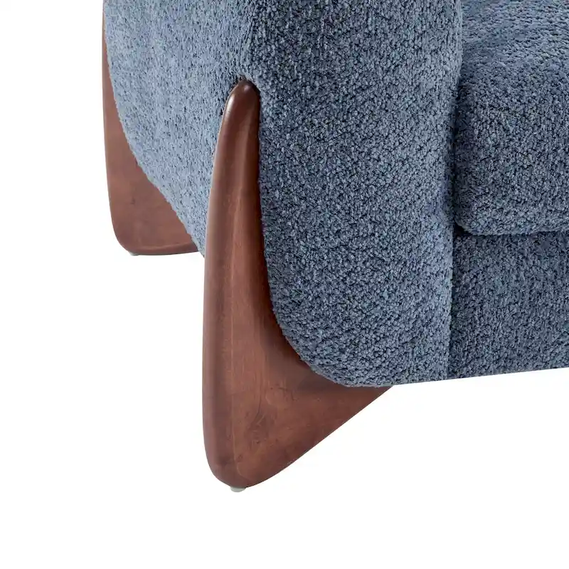 Off-White Boucle 3-Seat Sofa with Birch Wood Legs