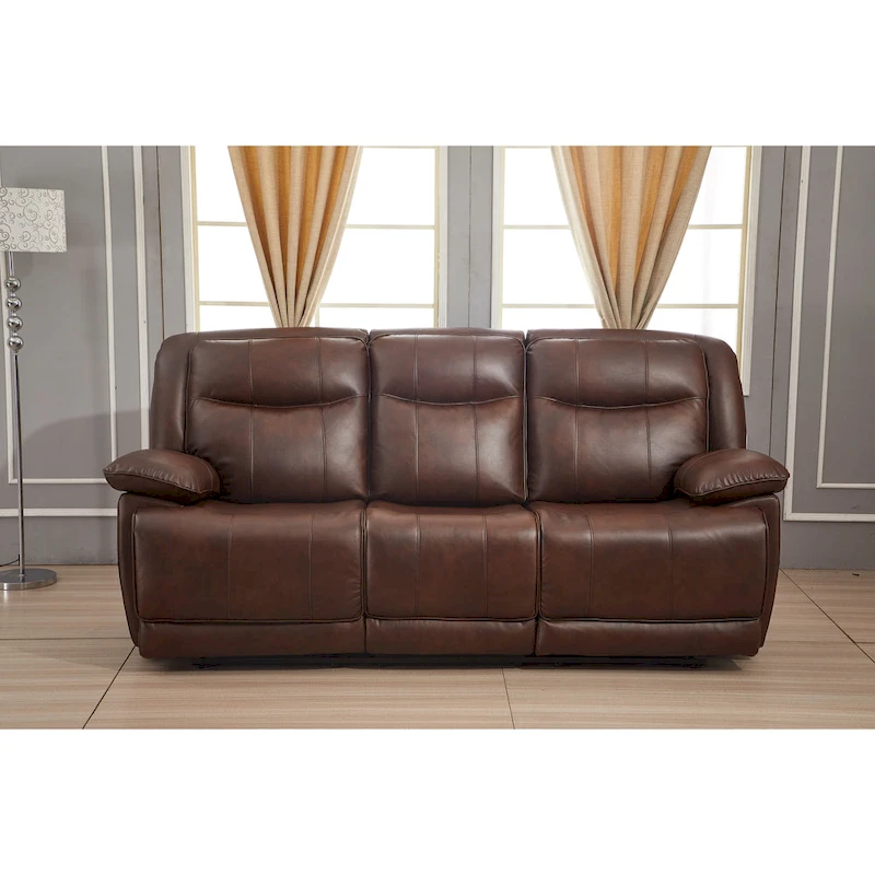 Betsy Furniture Bonded Leather Manual Rclining 3-seat Sofa Couch 8006