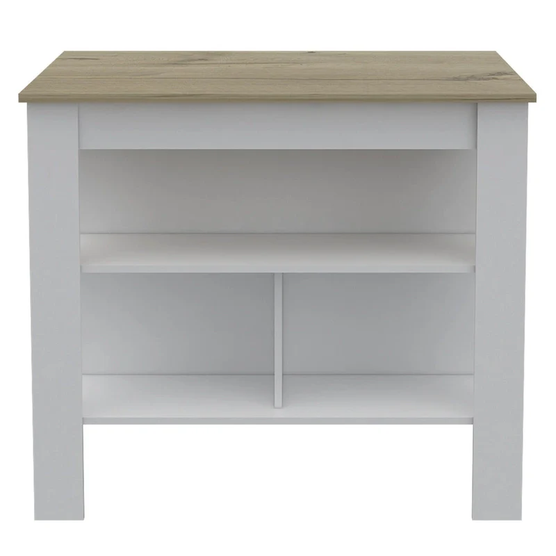Rockaway 3-Shelf Kitchen Island White and Light Oak
