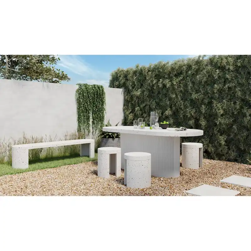 Aurelle Home Lisette Modern Terrazzo Top Outdoor Dining Table