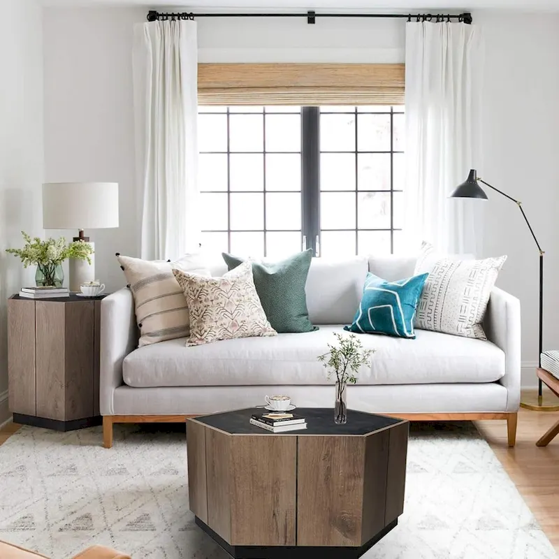 Hexagonal Coffee Table, Scratch Resistant Center Table with Drawers