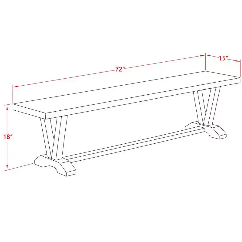 HomeStock Modern Dining Table Bench with Wood Seat, 72x15x18 Inch, Brushed Black