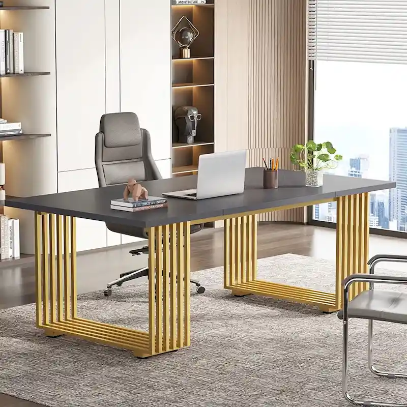 70.9  Modern Office Desk, Wood Computer Desk Large Executive Desk