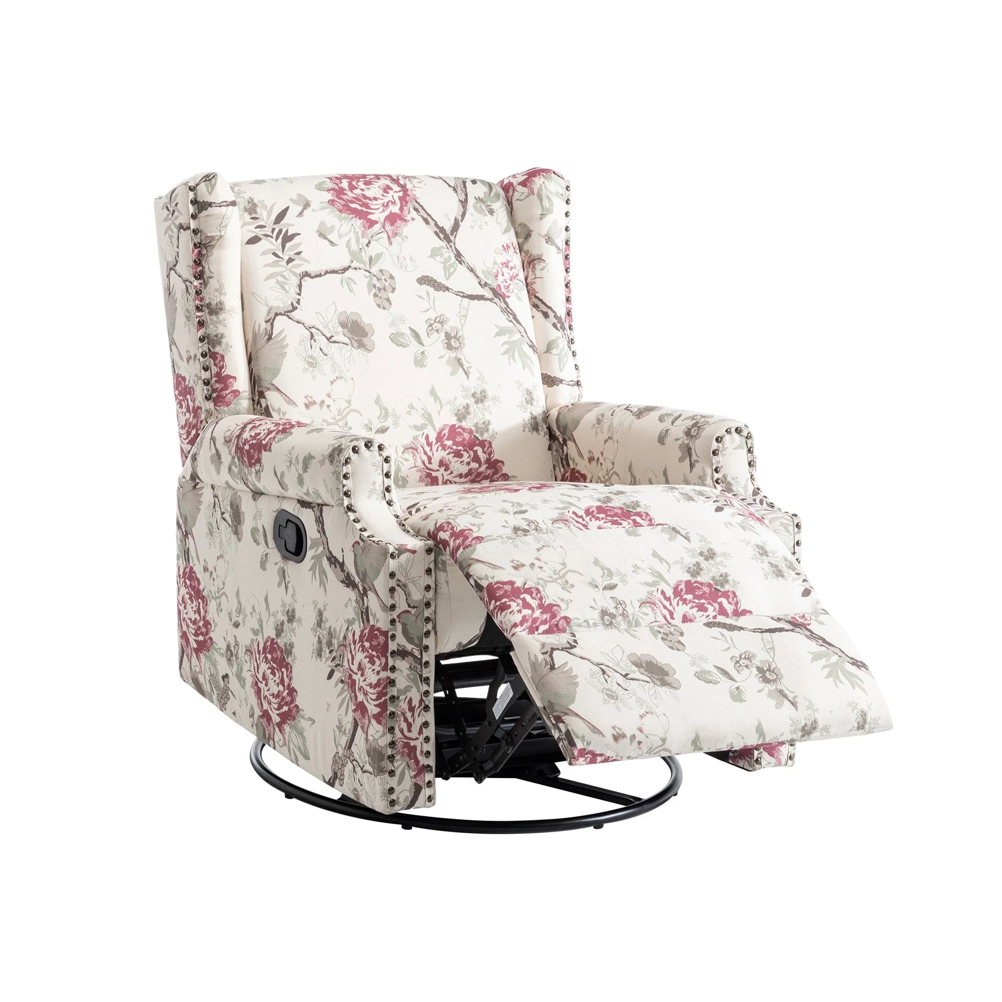 29'' W Pattern Swivel Glider Manual Push Back Recliner Chair Set of 2