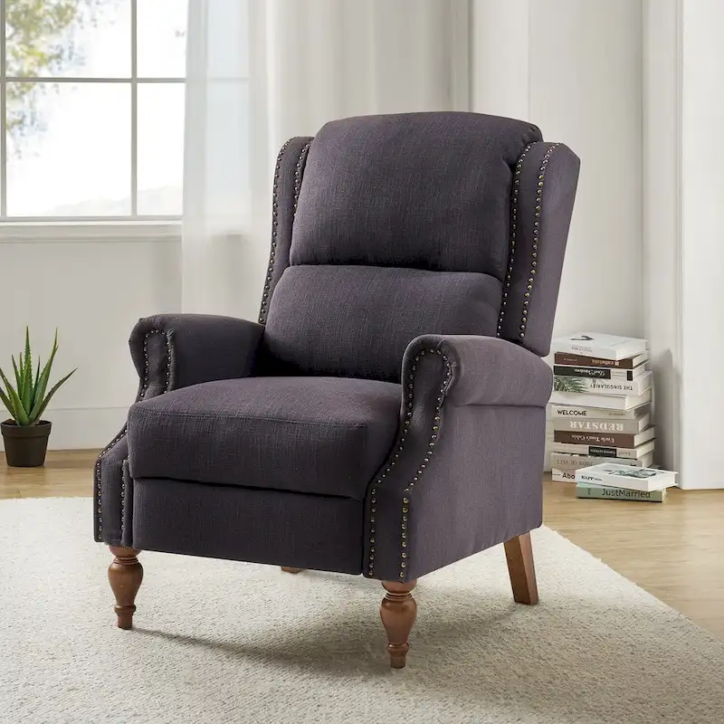 Terri Traditional Roll Arm Manual Recliner with Solid Wood Legs by HULALA HOME