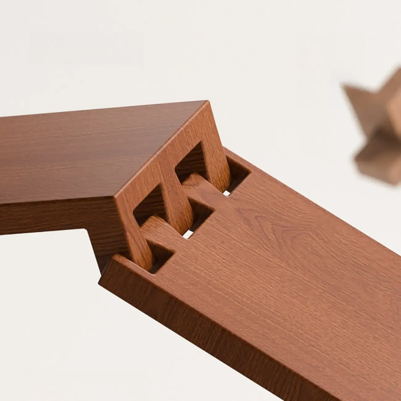 Cubical Solid Wood Double Drawer Nightstand in Nut-Brown