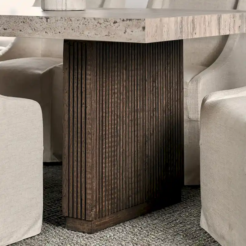 Ollie 82 Travertine Laminate Dining Table in Brown by Kosas Home