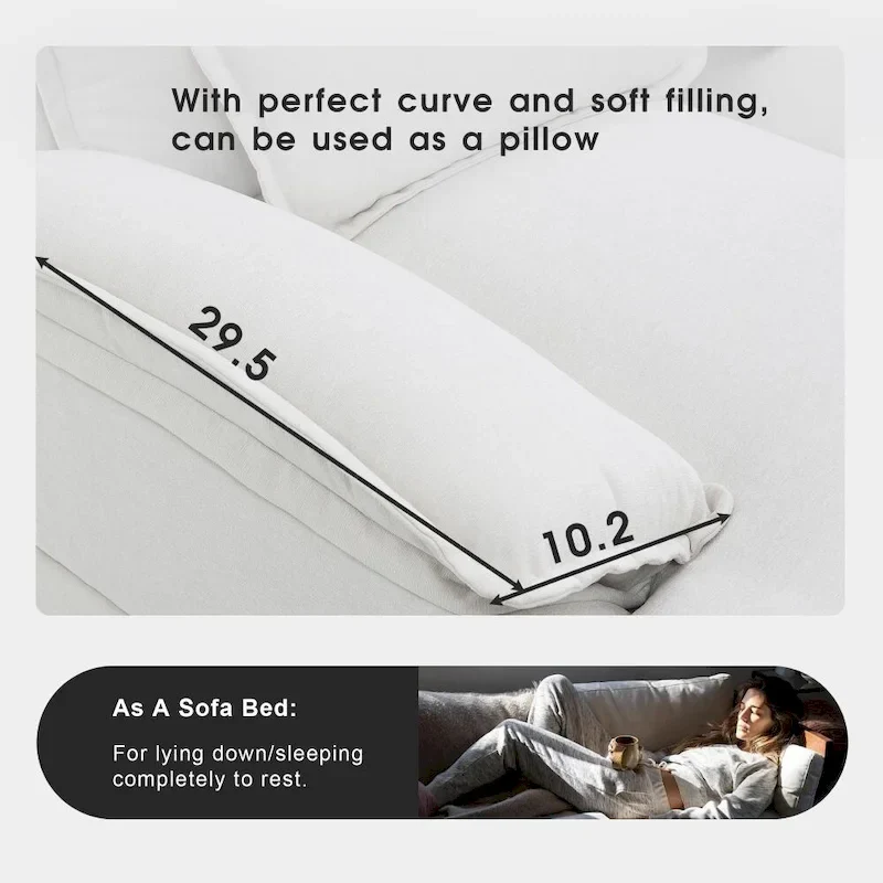 Modern U-shaped Sectional Sofa with Waist PillowsSleeper Sofa Couch with Chaise Lounge