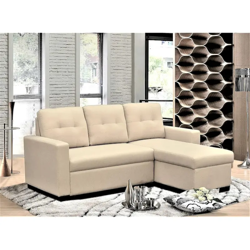 US Pride Furniture 79.92 inch Convertible L-Shaped Sectional Sleeper Sofa Bed Stylish Apartment Furniture