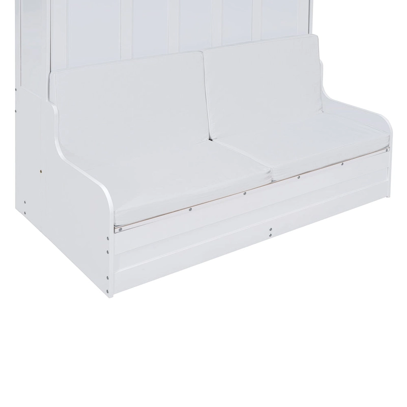 White Modern Queen Murphy Bed with Cushion