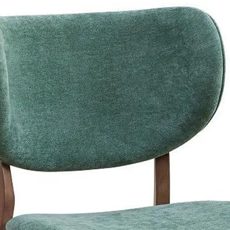 Evis 23 Inch Side Dining Chair Set of 2, Walnut Brown, Soft Green Fabric