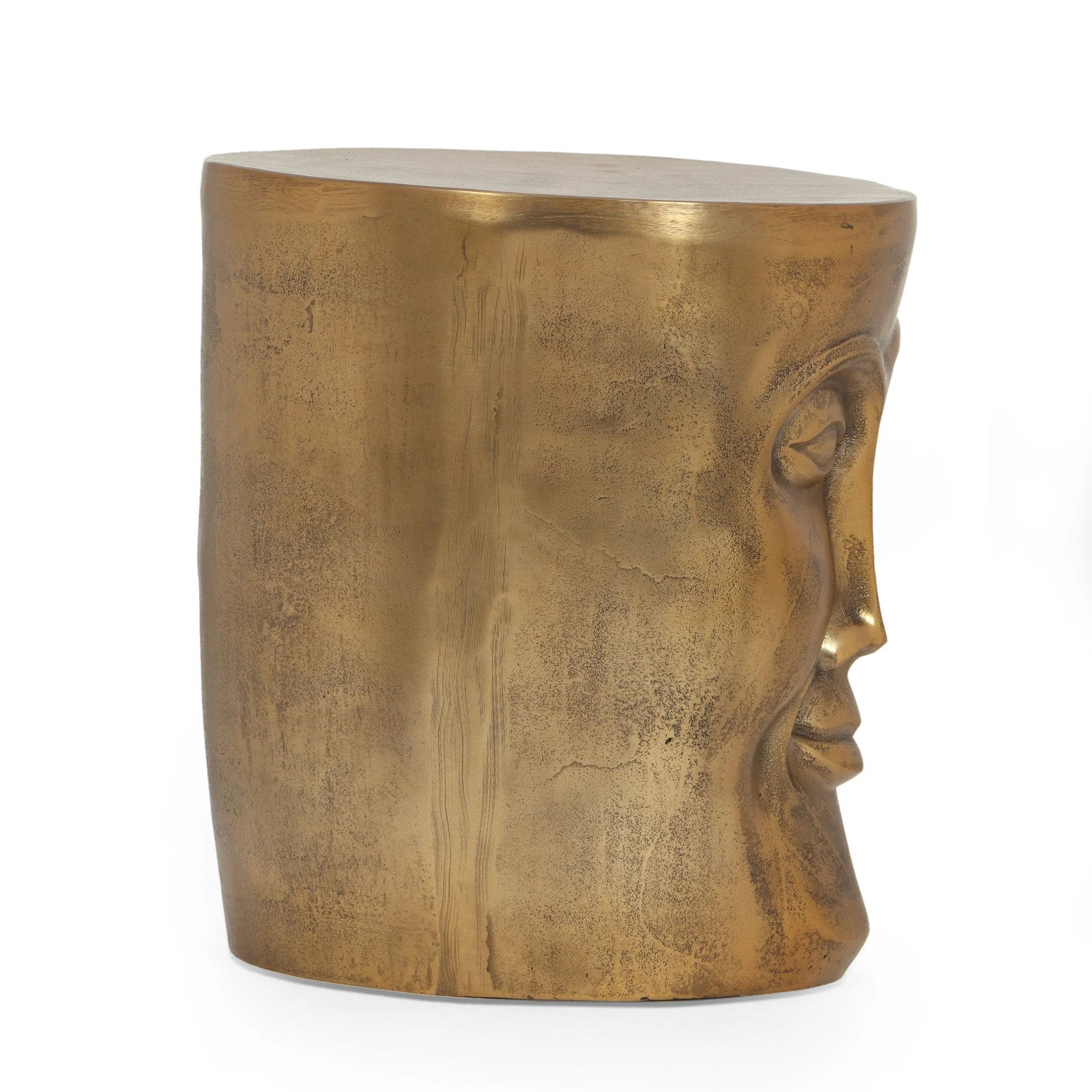 Handcrafted Boho Aluminum Face Side Table - NH545413