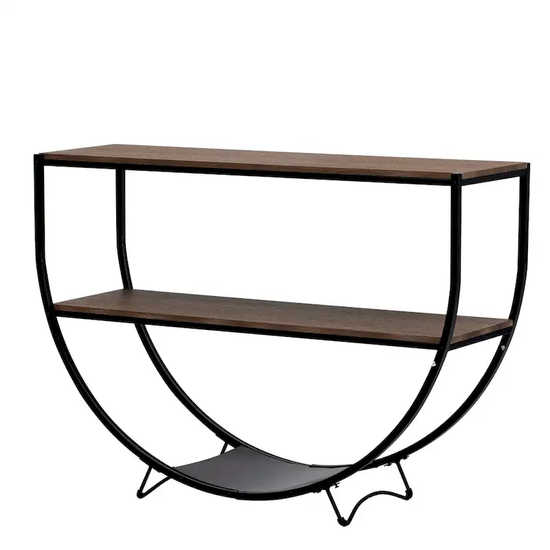 Merax Rustic Industrial Design Demilune Shape Console Table