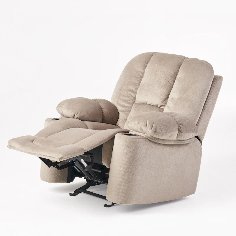 Roomfitters Luxurious Manual Recliner Chair in Chocolate with Skin-Friendly Fabric and Dual Cup Holders