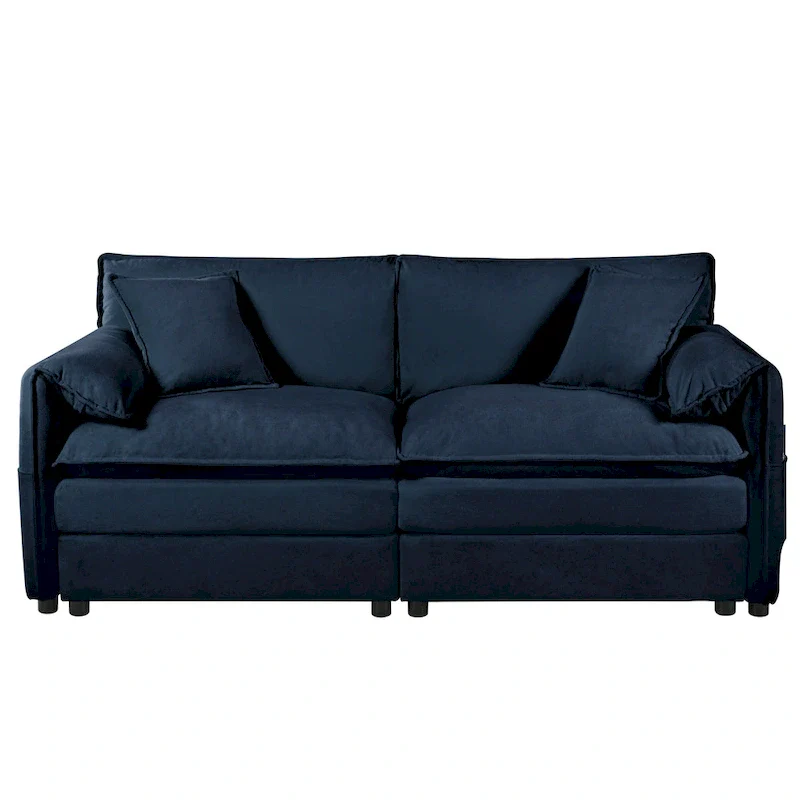 75.59 Chenille Cloud Loveseat Sofa with Deep Seat and 4 Pillows