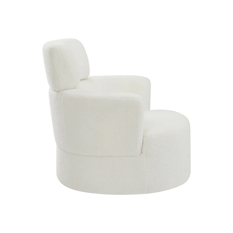 Polyester Barrel Swivel Chair with 360 Rotation, and Adjustable Headrest & Berber Fleece Upholstery - 320lb Capacity