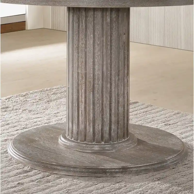 Spring Mount Wood Pedestal Dining Table in Reclaimed Grey